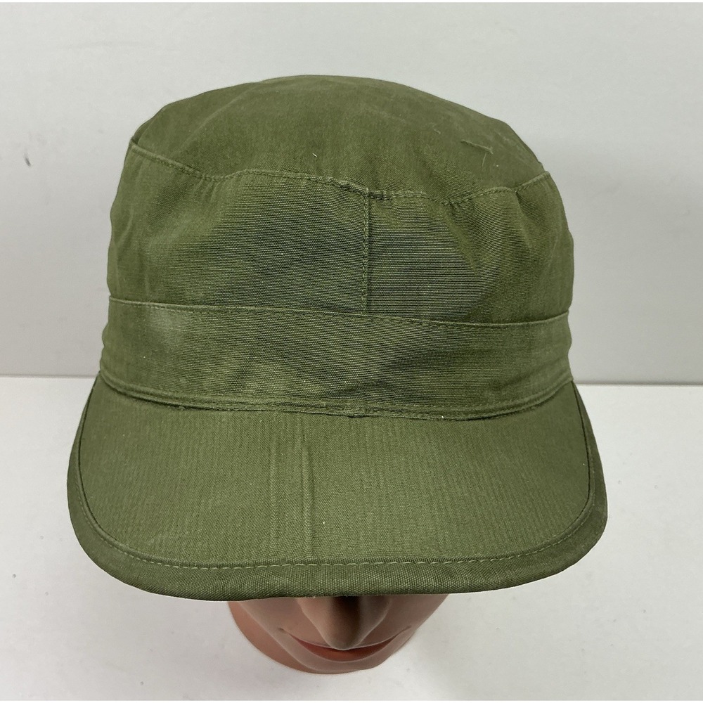 Vtg WWII Field Cap Sz 7 Visor Lined OD Cotton Military Army Olive Green‎